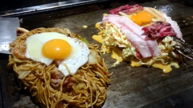 Left: yakisoba, Right: okonomiyaki