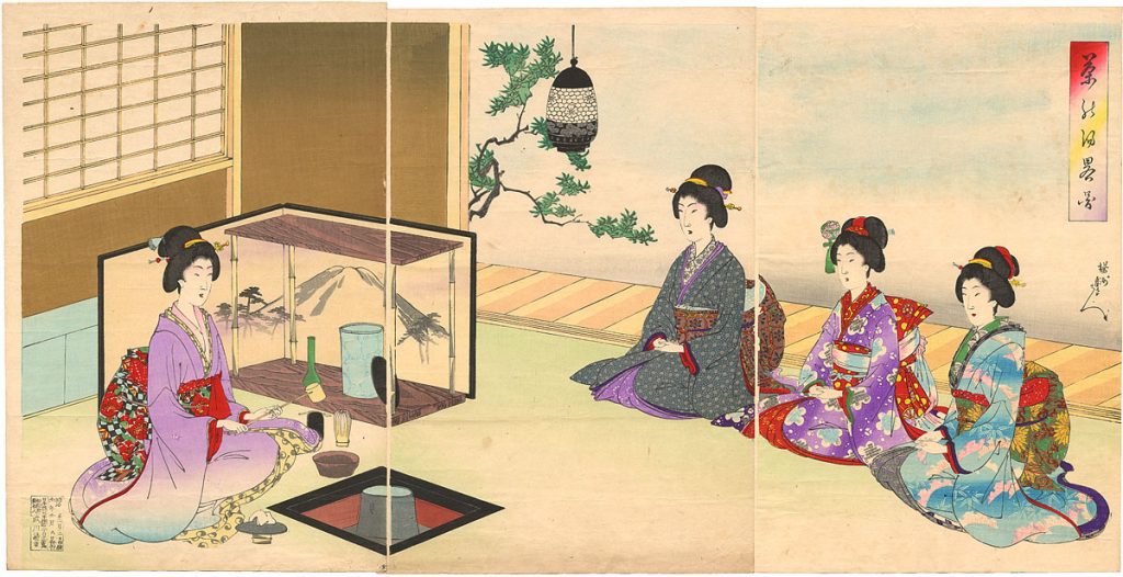 Yoshu Chikanobu Japanese tea ceremony woodblock print The Real Japan