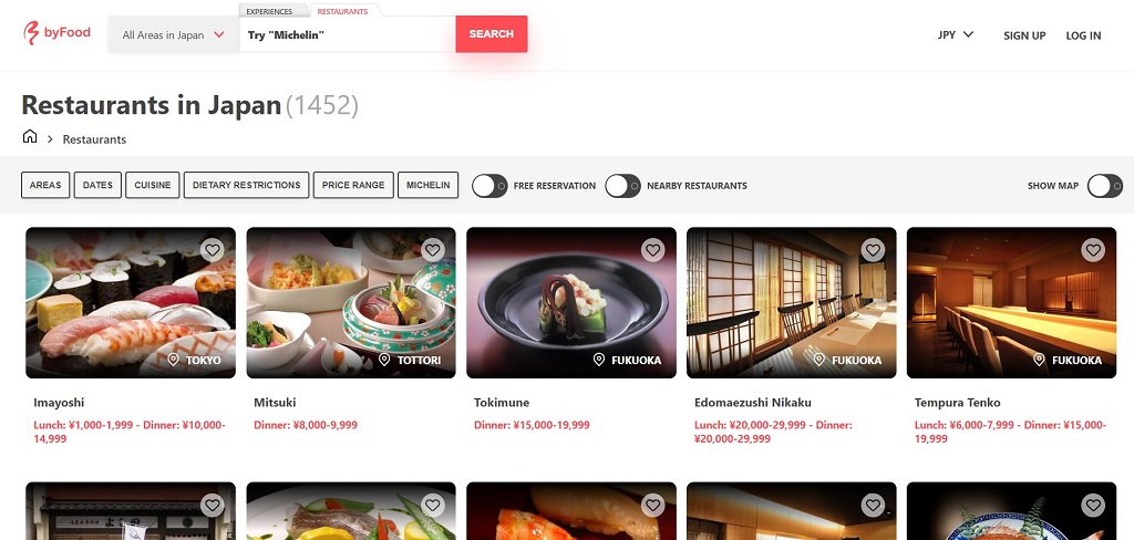 byFood restaurants site The Real Japan travel resources