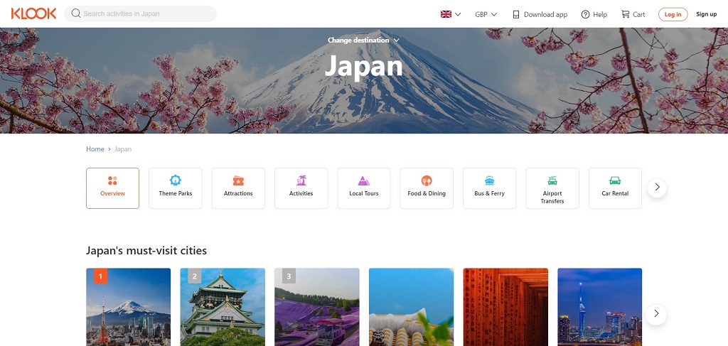 Klook experiences site The Real Japan travel resources