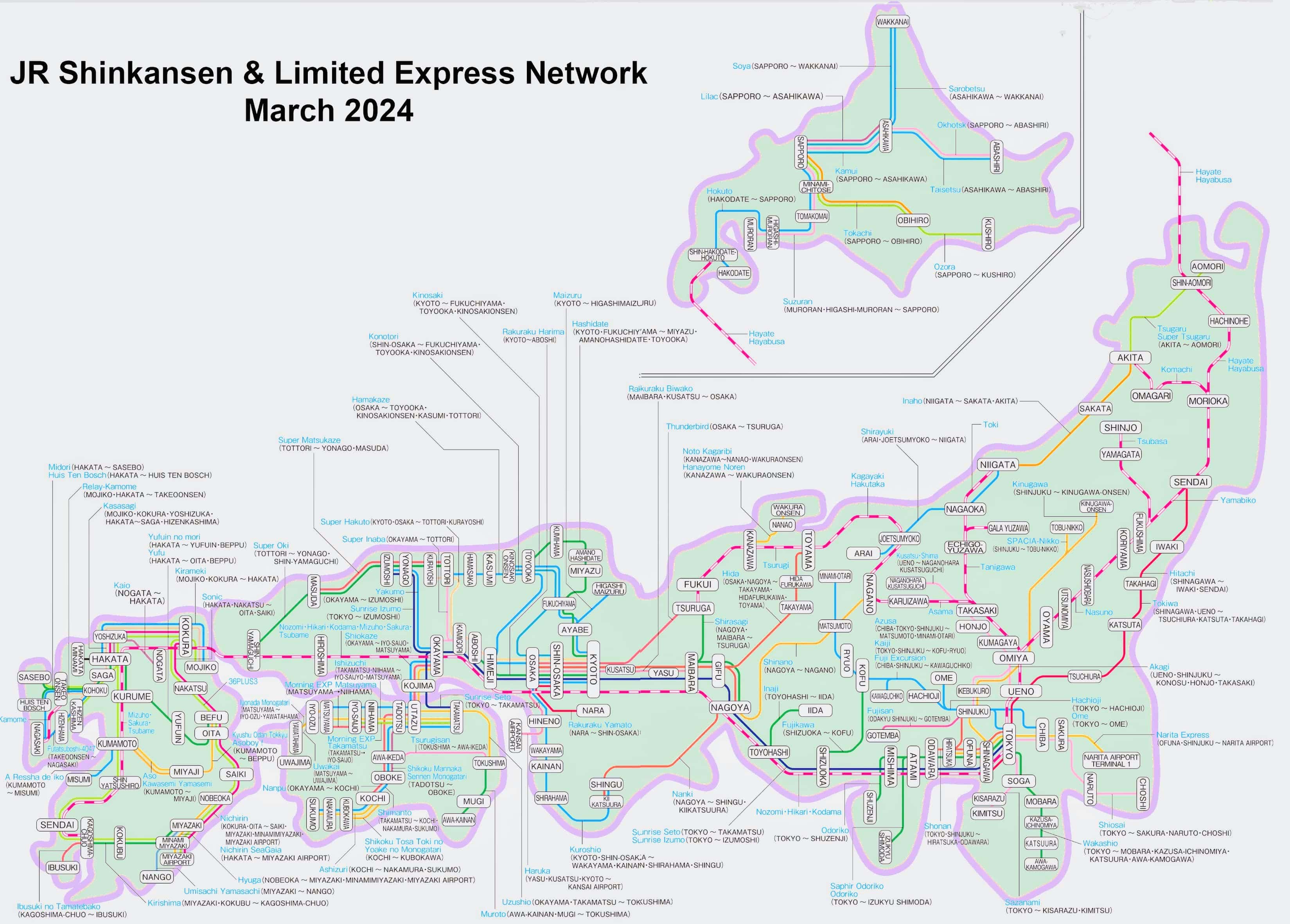 exploring Japan by train JRPass Express Trains map Japan
