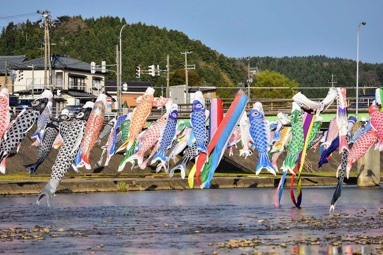 Koinobori carp streamers river Children's Day Golden Week Japan