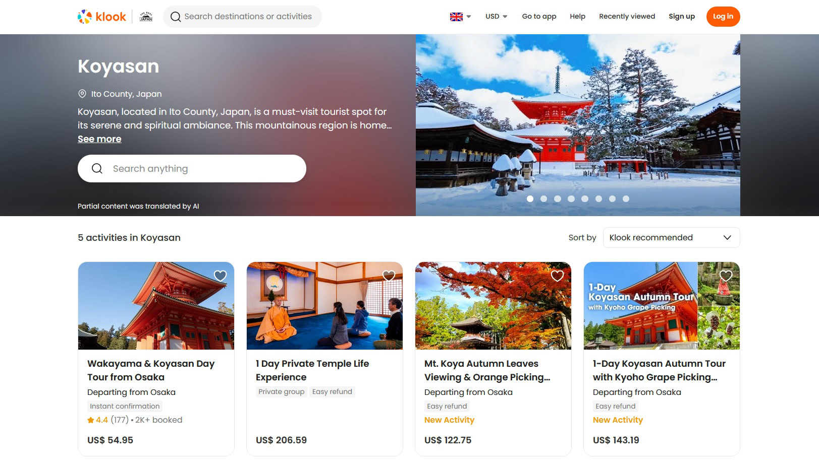 is Klook legit Koyasan activities