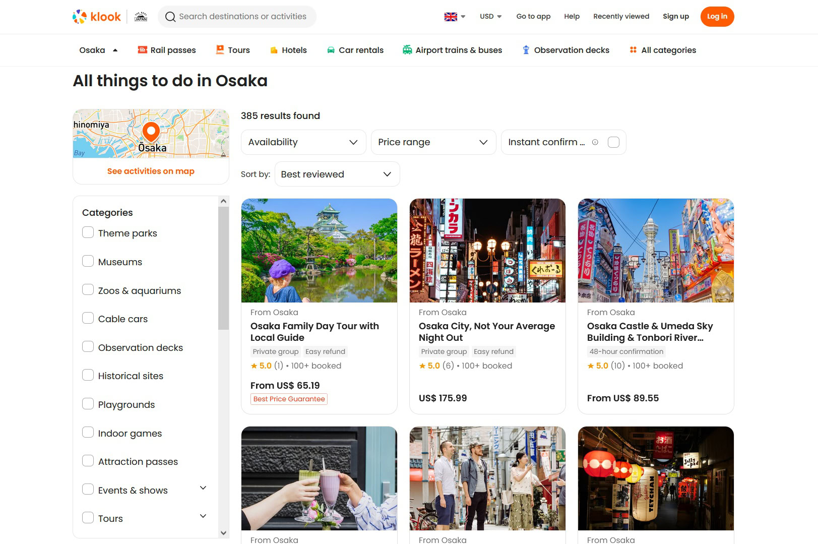 is Klook legit Osaka best reviewed activities