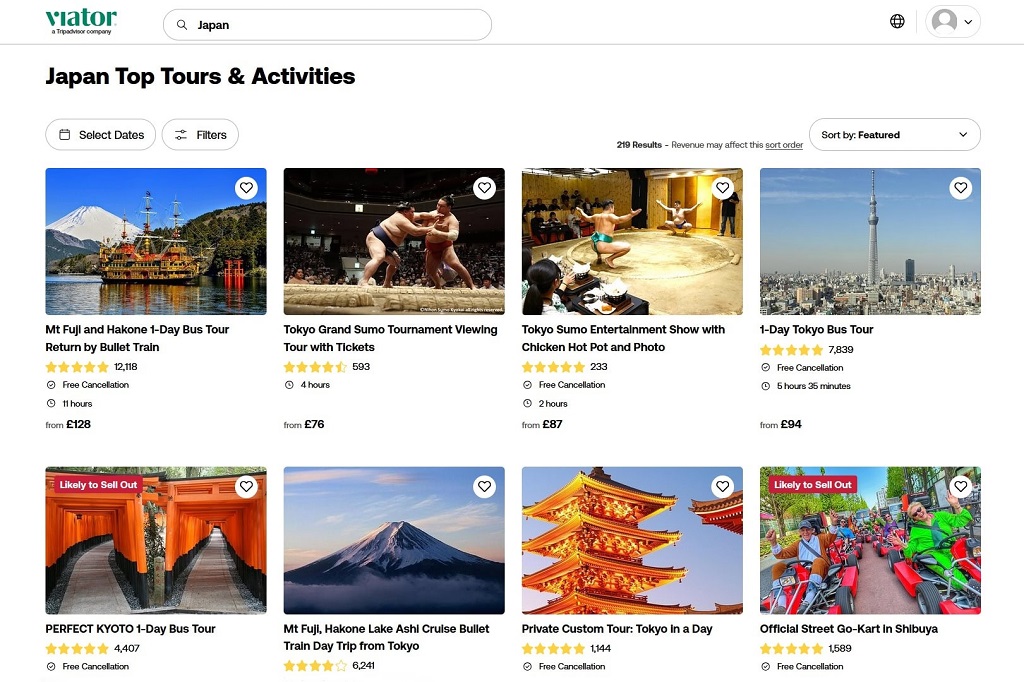 Viator Japan tours
