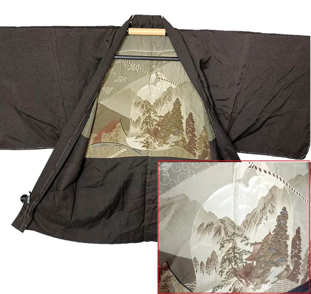 Vintage Men's Kimono Haori Jacket Yuki Tumugi