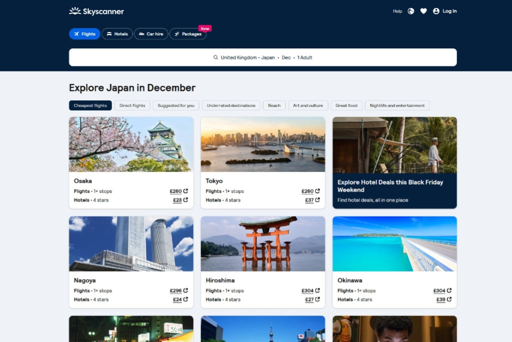Skyscanner Japan flight deals